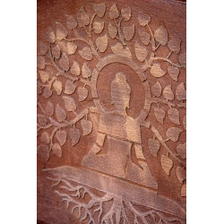 Osłonka na doniczkę z Buddą 30 x 30 x 30 cm – ręcznie malowana, rustykalna, efekt kortenu