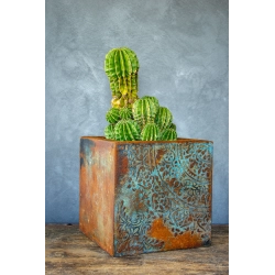 Donica loft z ornamentem 30×30×30 cm – Ferro Ornata Blue LS | Art Con Design