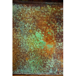 Osłonka na doniczkę efekt rdzy z zieloną patyną 25 × 25 × 21 cm – ręcznie wykonana, rustykalna, industrialna