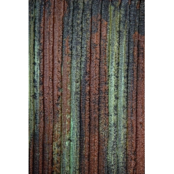 Osłonka na doniczkę loft 25 x 25 x 30 cm – rdzawa, ręcznie malowana, pionowe paski 3D