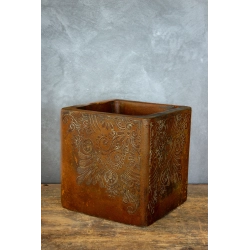 Osłonka z efektem kortenu z dekoracyjnym wzorem 3D, 30×30×30 cm – ręcznie robiona donica