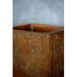 Osłonka z efektem kortenu z dekoracyjnym wzorem 3D, 30×30×30 cm – ręcznie robiona donica