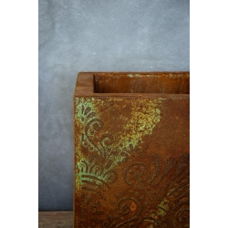 Osłonka na doniczkę loft korten – kwadratowa 30 × 30 × 30 cm, dekor 3D