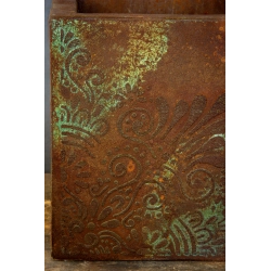 Osłonka na doniczkę loft korten – kwadratowa 30 × 30 × 30 cm, dekor 3D