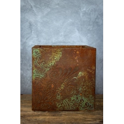 Osłonka na doniczkę loft korten – kwadratowa 30 × 30 × 30 cm, dekor 3D