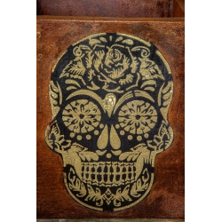 Osłonka kortenowa z motywem Sugar Skull 30×30×30 cm – ręcznie robiona donica