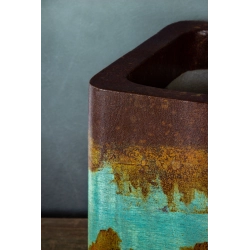 Donica loft 30×30×30 cm z turkusową patyną – Ferro Cascata L | Art Con Design