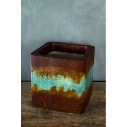 Donica loft 30×30×30 cm z turkusową patyną – Ferro Cascata L | Art Con Design