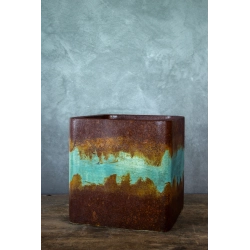 Donica loft 30×30×30 cm z turkusową patyną – Ferro Cascata L | Art Con Design
