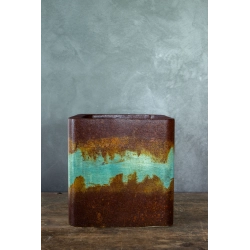 Donica loft 30×30×30 cm z turkusową patyną – Ferro Cascata L | Art Con Design