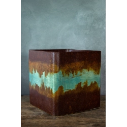 Donica loft 30×30×30 cm z turkusową patyną – Ferro Cascata L | Art Con Design