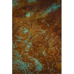 Osłonka na doniczkę rustykalna 25 x 25 x 30 cm – efekt kortenu, ornament, ręcznie malowana