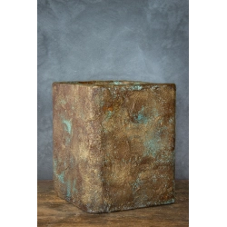 Donica loft z motywem czaszki 25×25×30 cm – Ferro Farfalla Gold LHR | Art Con Design