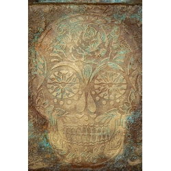 Donica loft z motywem czaszki 25×25×30 cm – Ferro Farfalla Gold LHR | Art Con Design