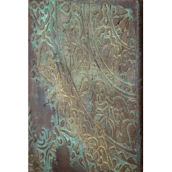 Luksusowa osłonka z roślinnym reliefem 3D 30 × 30 × 30 cm – efekt kortenu z turkusową patyną, ręcznie wykonana