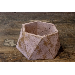 Pudrowa doniczka betonowa Dodo 12 cm – sześciokątna Dafne Powder, ręcznie malowana