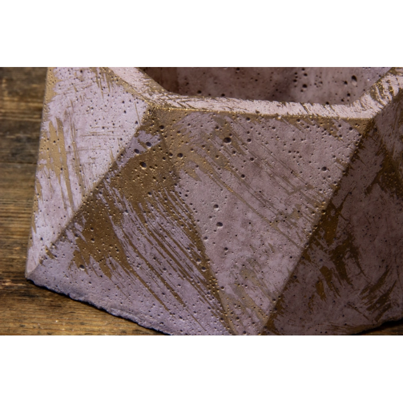 Pudrowa doniczka betonowa Dodo 12 cm – sześciokątna Dafne Powder, ręcznie malowana