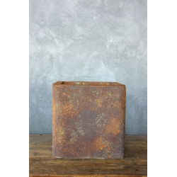 Donica, Osłonka na doniczkę efekt kortenu 30 × 30 × 30 cm – ręcznie wykonana, rustykalna, premium