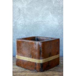 Donica z efektem kortenu 25 × 25 × 21 cm – artystyczna, ręcznie malowana, premium