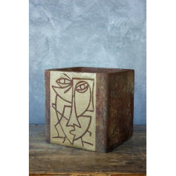 Donica loft z motywem twarzy 30×30×30 cm – Ferro Volto LHR | Art Con Design