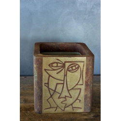 Donica loft z motywem twarzy 30×30×30 cm – Ferro Volto LHR | Art Con Design