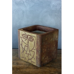 Donica loft z motywem twarzy 30×30×30 cm – Ferro Volto LHR | Art Con Design