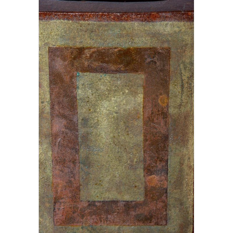 Donica w efekcie cortenu z artystyczną patyną – 25 × 26 × 30 cm, ręcznie wykonana