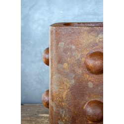 Luksusowa osłonka z wypukłymi formami 3D – efekt kortenu, ręcznie patynowana, 25×25×30 cm