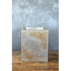 Ferro Palazzo Gray LH – donica z ornamentem 25×25×30 cm w kolorze szarego kamienia