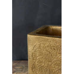 Ferro Calavera Gold LH – złota donica z motywem czaszki 25×25×30 cm