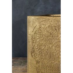 Ferro Calavera Gold LH – złota donica z motywem czaszki 25×25×30 cm