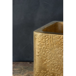 Ferro Ornata Gold L – złota donica z ornamentem 30×30×30 cm