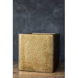 Ferro Ornata Gold L – złota donica z ornamentem 30×30×30 cm