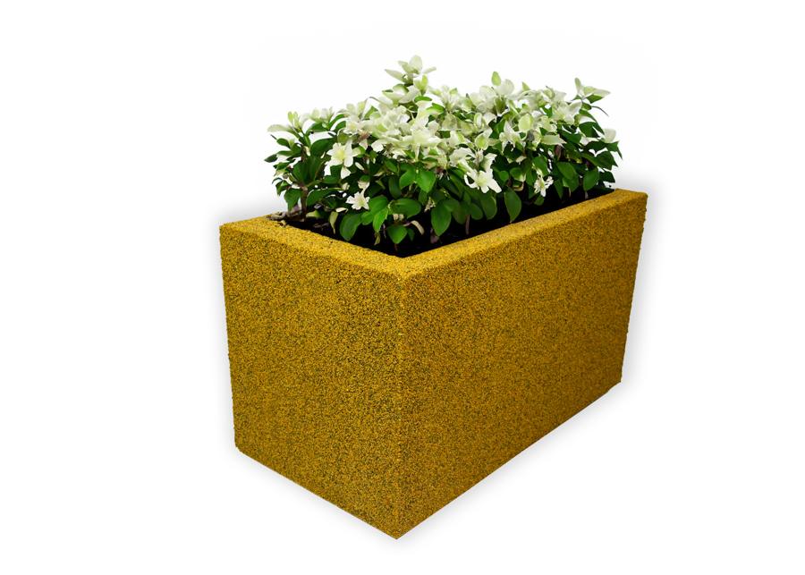 Żółta donica prostokątna Modern – Yellow D3 z roślinami