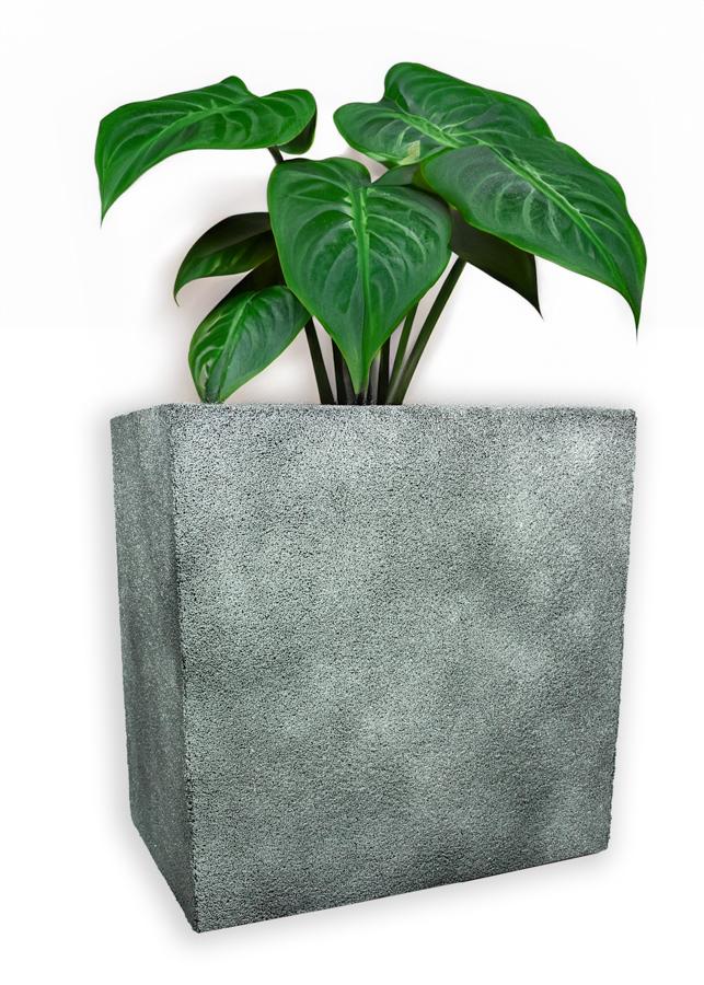 Srebrna donica wysoka Modern – Silver 5 z rośliną