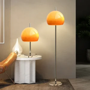 Lampa szklana stołowa, podłogowa – do salonu, sypialni, styl retro