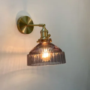 Lampa ścienna szkło artystyczne, metal – do salonu, jadalni, przedpokoju, styl klasyczny