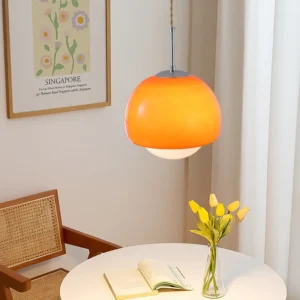 Lampa wisząca szklana kula pomarańczowa – styl nowoczesny