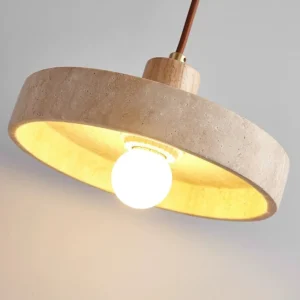 Lampa Wisząca LED, Styl Japoński, Kamienny Klosz, Naturalny Design