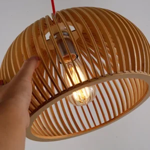 Lampa Wisząca LED, Nowoczesny Design, Drewniana