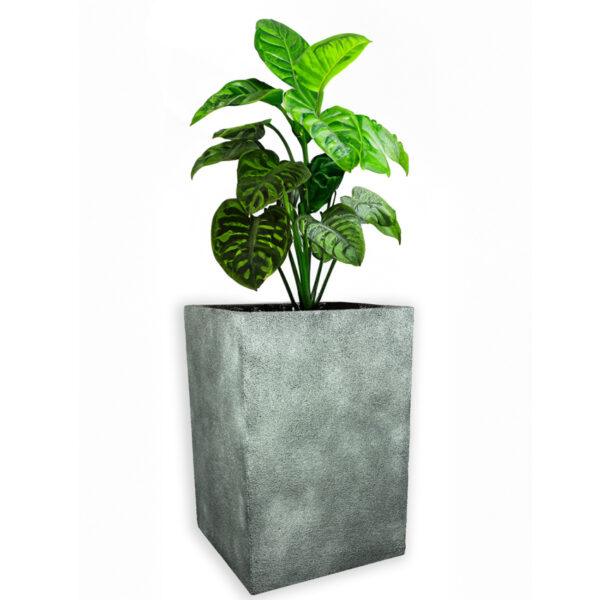 Donica srebrna kwadratowa wysoka 41x41x60 cm Modern – Silver 4 | Stylowa i trwała